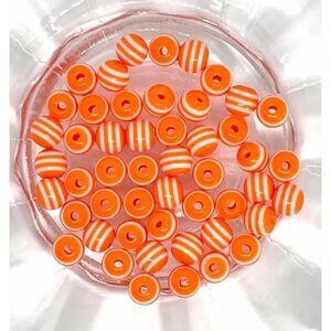 50pcs Beads for Jewelry #21298 Orange Acrylic Striped Beads